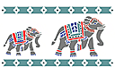 Randen stencils - kleine partijen verkoop - Indische olifanten. Pak van 6 stuks.