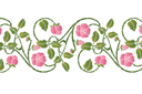 Pochoirs avec jardin et roses sauvages - Bordure de rose musquée