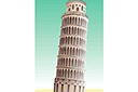 Sjablonen met herkenningspunten en gebouwen - Scheve toren van pisa