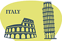 Sjablonen met herkenningspunten en gebouwen - Italië