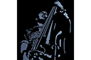 Stencils met noten en muziekanten - Contrabassist