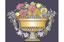 Pochoirs avec des éléments de jardin - Vase avec fruits et fleurs