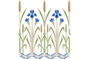 Rand sjablonen met planten - Irissen en riet