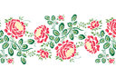 Pochoirs avec jardin et fleurs sauvages - Bordure de pivoine 44