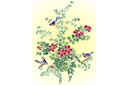 Pochoirs avec jardin et fleurs sauvages - Fleurs et oiseaux 29