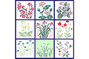 Pochoirs avec jardin et fleurs sauvages - Ensemble de fleurs 52