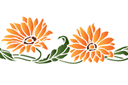 Stencils met tuin- en veldbloemen - Rand met gazania