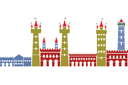 Sjablonen met herkenningspunten en gebouwen - Middeleeuws kasteel 7b