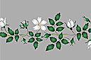 Stencils met tuin- en wilde rozen - Witte rozenbottel - rand