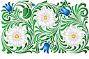 Rand sjablonen met planten - Patroon van madeliefjes en klokjesbloemen