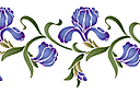 Pochoirs avec jardin et fleurs sauvages - Bordure d'iris dans un style oriental