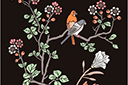 Pochoirs de style oriental - Oiseaux orientaux sur une branche