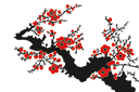 Oosterse stijl stencils - Sombere sakura