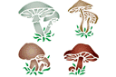 Pochoirs avec des éléments de jardin - Différents champignons