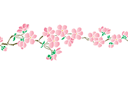 Pochoirs de style oriental - Bordure pour coin de fleurs de cerisier