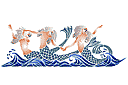 Bordures avec des motifs marins - Sirènes dans la mer