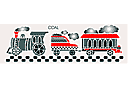 Stencils met auto's, boten, vliegtuigen - Trein rand