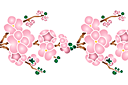 Stencils met tuin- en veldbloemen - Sakura tak in bloei B
