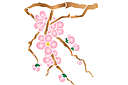 Pochoirs avec jardin et fleurs sauvages - Branche de cerisier au printemps A