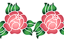 Stencils met tuin- en wilde rozen - Primitieve roos 1B
