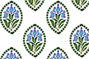 Stencils met tuin- en veldbloemen - Iris in een ovaal - behang
