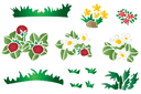 Stencils met tuin- en veldbloemen - Bloemen, gras en bessen