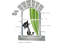 Sjablonen met herkenningspunten en gebouwen - Kat op het raam 05