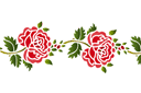 Pochoirs pour bordures avec plantes - Rose folklorique 11b