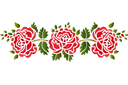 Pochoirs avec jardin et roses sauvages - Trois roses folkloriques