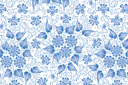 Muursjablonen met herhalende patronen - Wallpaper Gzhel 04