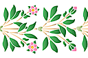Rand sjablonen met planten - Rozenbottel tak rand met bloemen en knoppen.