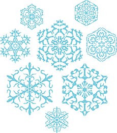Acht sneeuwvlokken II - sjabloon voor decoratie