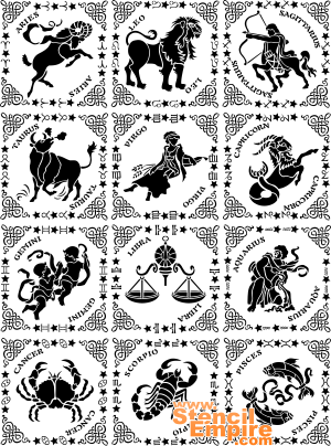 Signes du zodiaque 1 - pochoir pour la décoration