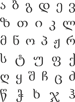 L'alphabet géorgien - pochoir pour la décoration