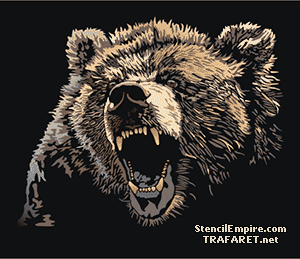 Visage de grizzly - pochoir pour la décoration