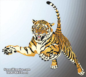 Een tijger in een sprong (Sjablonen met dieren)