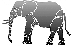 Olifant. Pak van 4 stuks. (Dierenstencils - verkoop in kleine partijen)