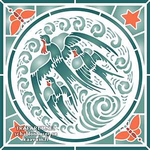 Drie zwaluwen Art Nouveau - sjabloon voor decoratie