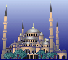 Blauwe Moskee (Sjablonen met herkenningspunten en gebouwen)