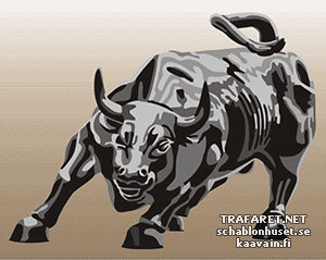 Aanvallende stier - sjabloon voor decoratie