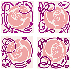 Vier rozen - sjabloon voor decoratie