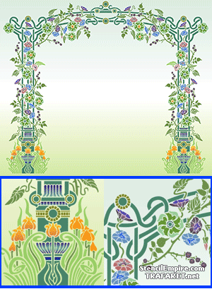 Arche fleurie Art Nouveau - pochoir pour la décoration
