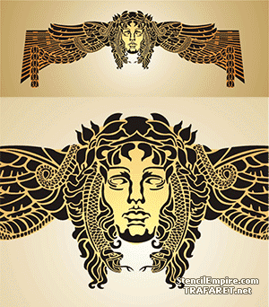 Medusa Gorgon Art Nouveau - sjabloon voor decoratie