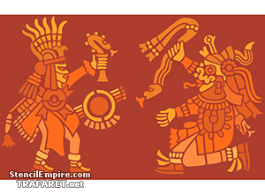Dieux aztèques (Pochoirs avec d'anciens motifs aztèques)