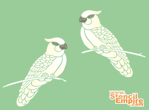 Twee witte papegaaien - sjabloon voor decoratie