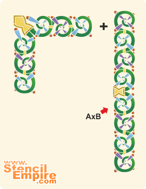 Vigne et bols (bordure) - pochoir pour la décoration