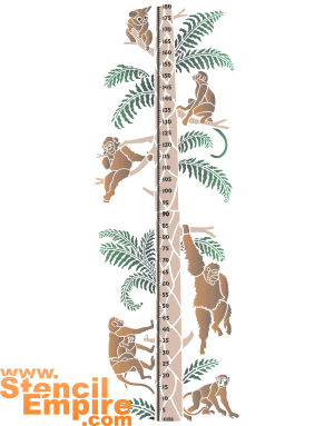 Stadiometer (Stencils met jungle planten en dieren)
