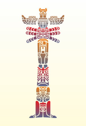 Totem indien (Pochoirs pour thèmes américains anciens)