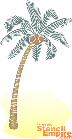 Palmboom aan de kust - sjabloon voor decoratie