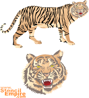Tigre (Pochoirs avec plantes et animaux de la jungle)